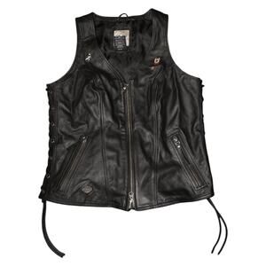 Harley-Davidson Women’s Genuine Leather Lace-Up Motorcycle Vest Size M